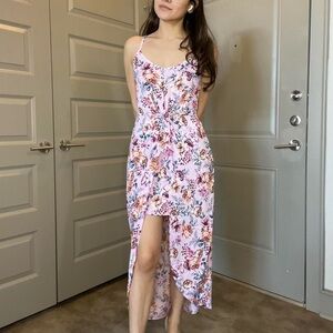 New Lavender Floral Wrap Dress